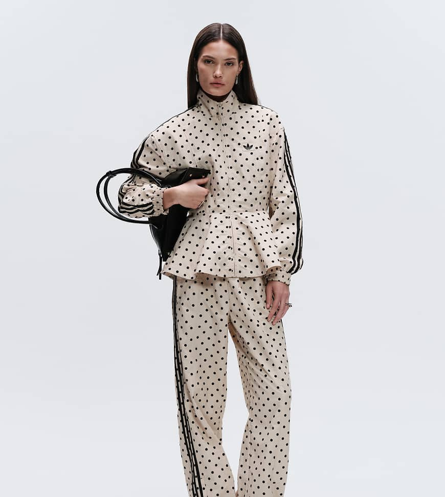adidas Originals x ASOS polka dot track pants in stone-Neutral | ASOS (Global)