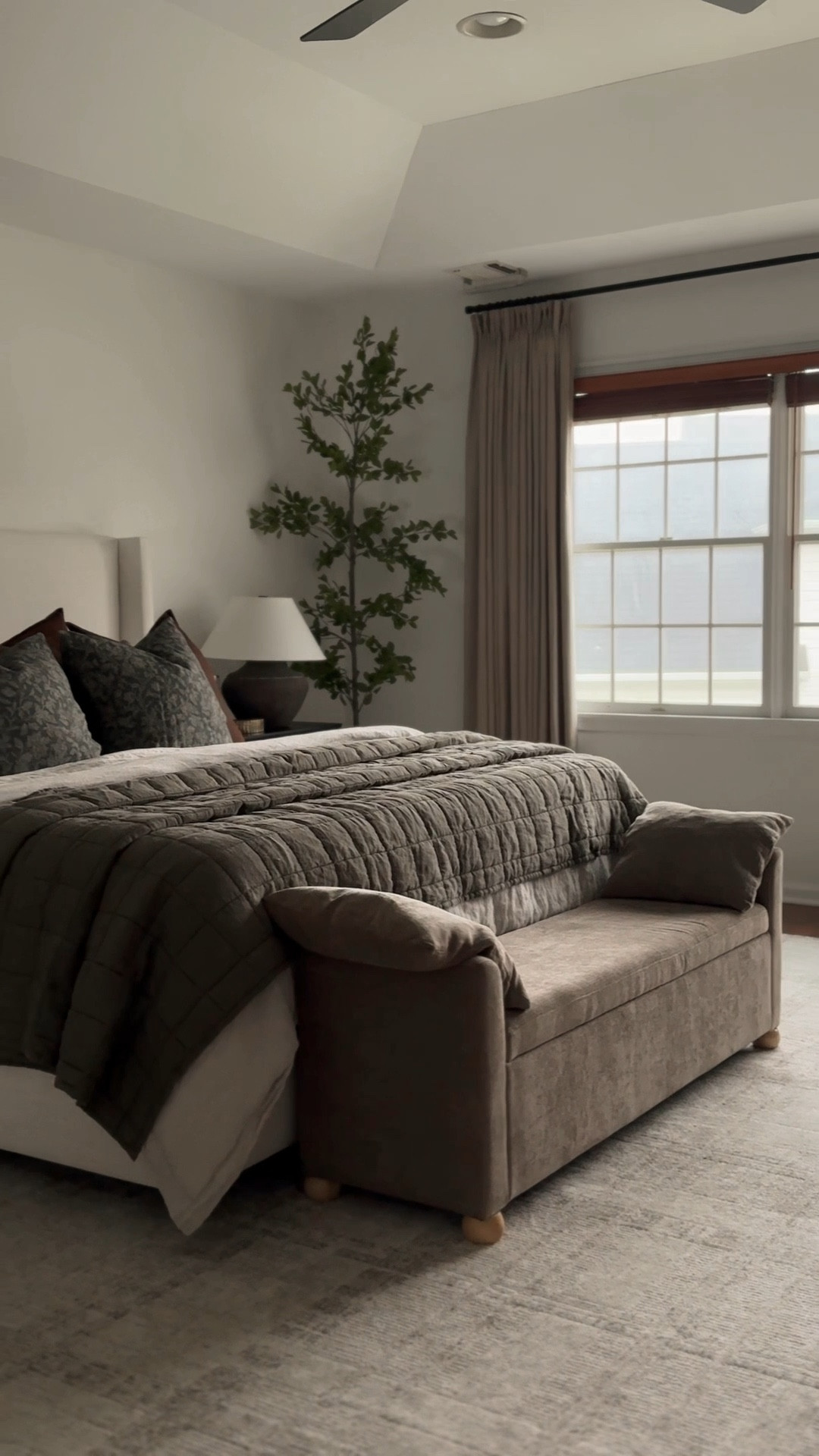 Bedroom decor, bedroom rug, bedroom curtains, photo olive tree, nightstand, charging nightstand, nightstand decor, bedding, Moody bedroom, bed bench

#LTKSeasonal #LTKHoliday #LTKHome