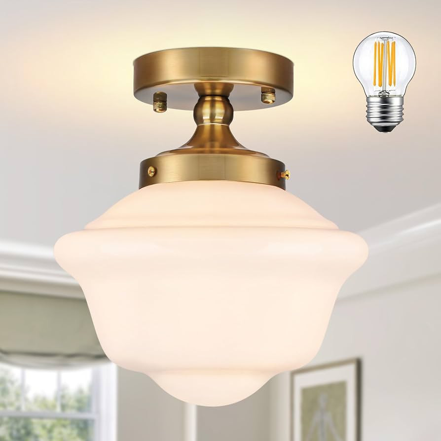 Bagood 8" Gold Schoolhouse Lights Fixture Schoolhouse Light Fixtures Ceiling Mid Century Lights F... | Amazon (US)
