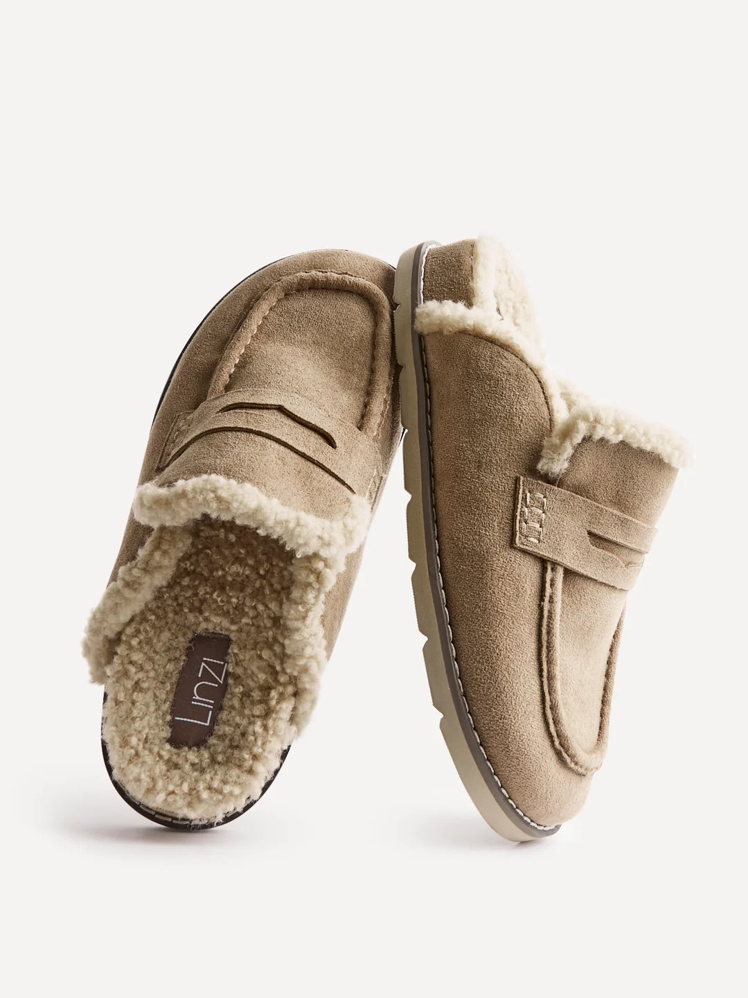 Collected Taupe Faux Fur Mule Loafers | Linzi Shoes