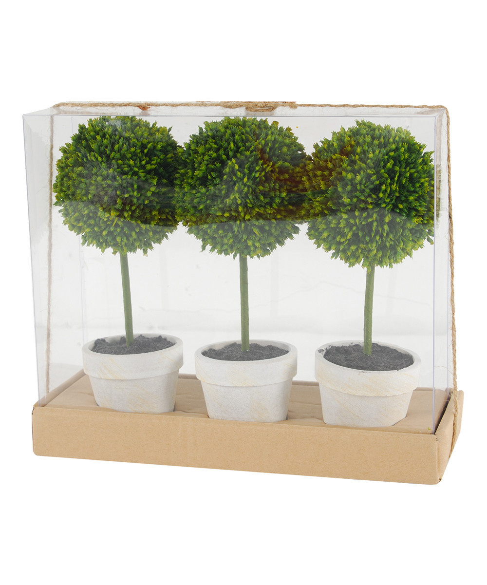 Established 98 Faux Plants - Mini Topiary Tree Arrangement - Set of Three | Zulily