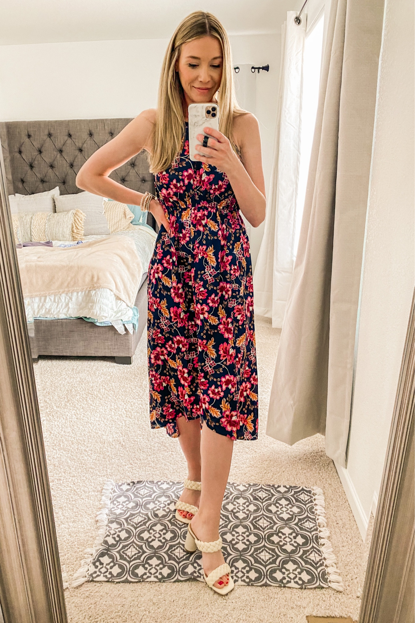 Spring dress, easter dress, summer dress inspiration. Wedding guest dress, bridal shower dress, baby shower dress. Wearing size small, runs big. 

#LTKunder50 #LTKwedding #LTKshoecrush