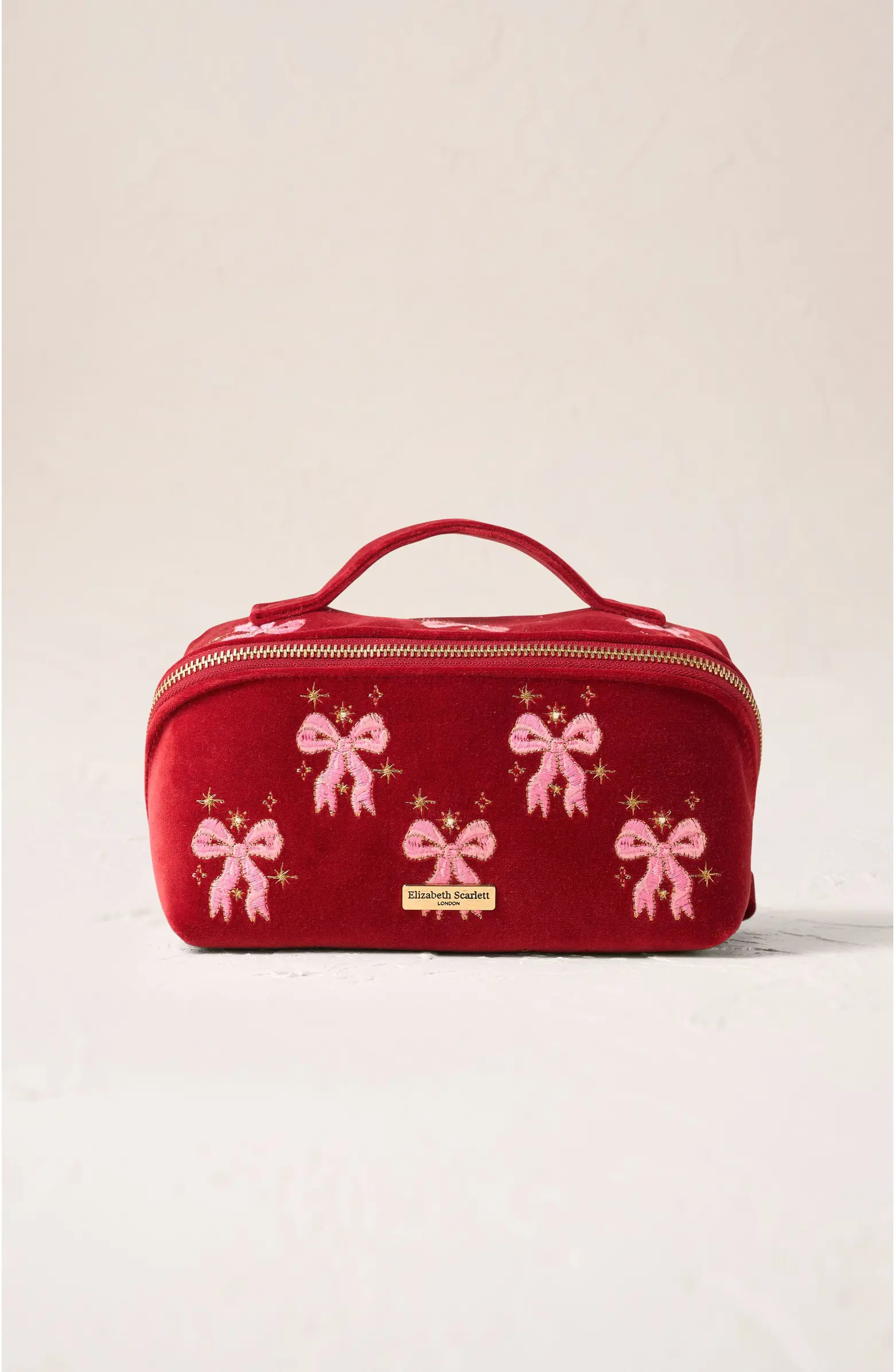 Dazzling Bows Velvet Open Flat Makeup Bag | Nordstrom