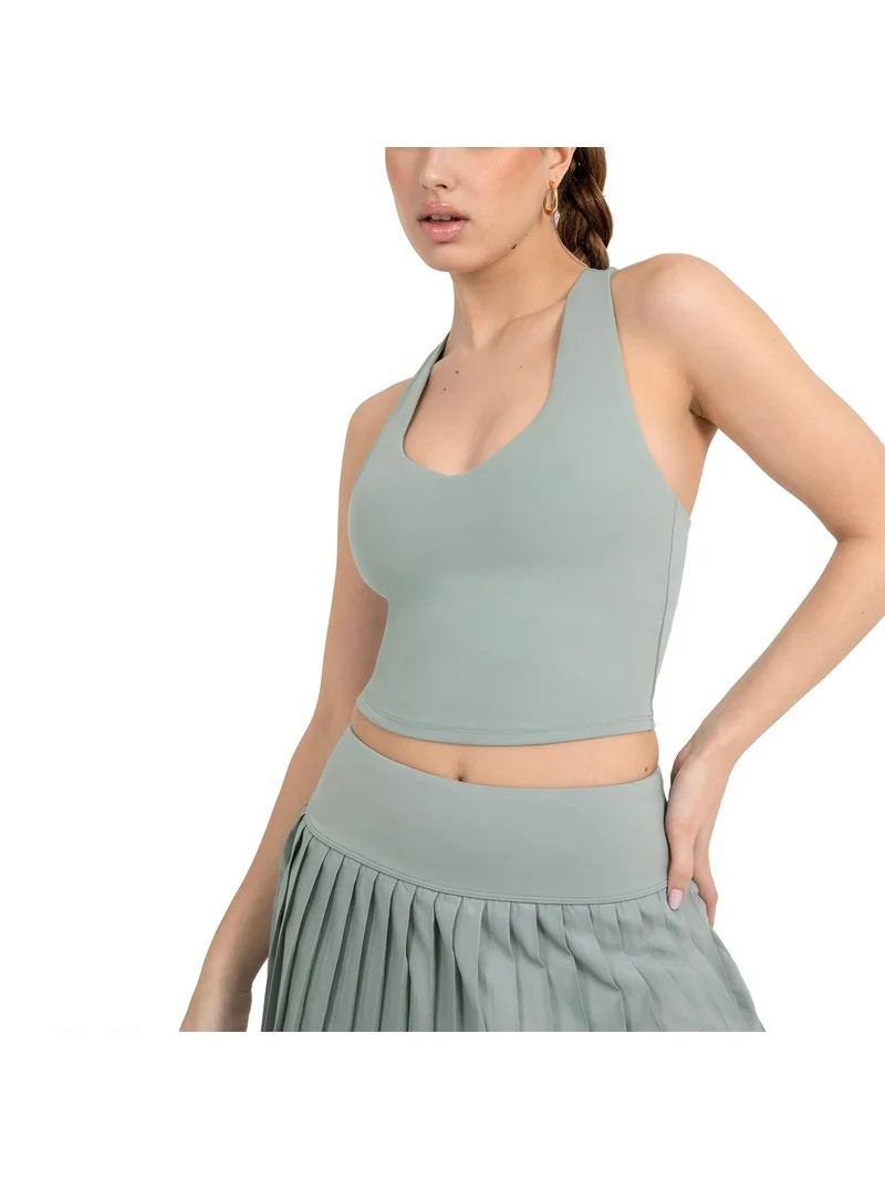 YITTY Active Women's UltraLuxe Built-in Bra Tank Top, Athleisure, 4-Way-Stretch, Sage Grey, XS | Walmart (US)