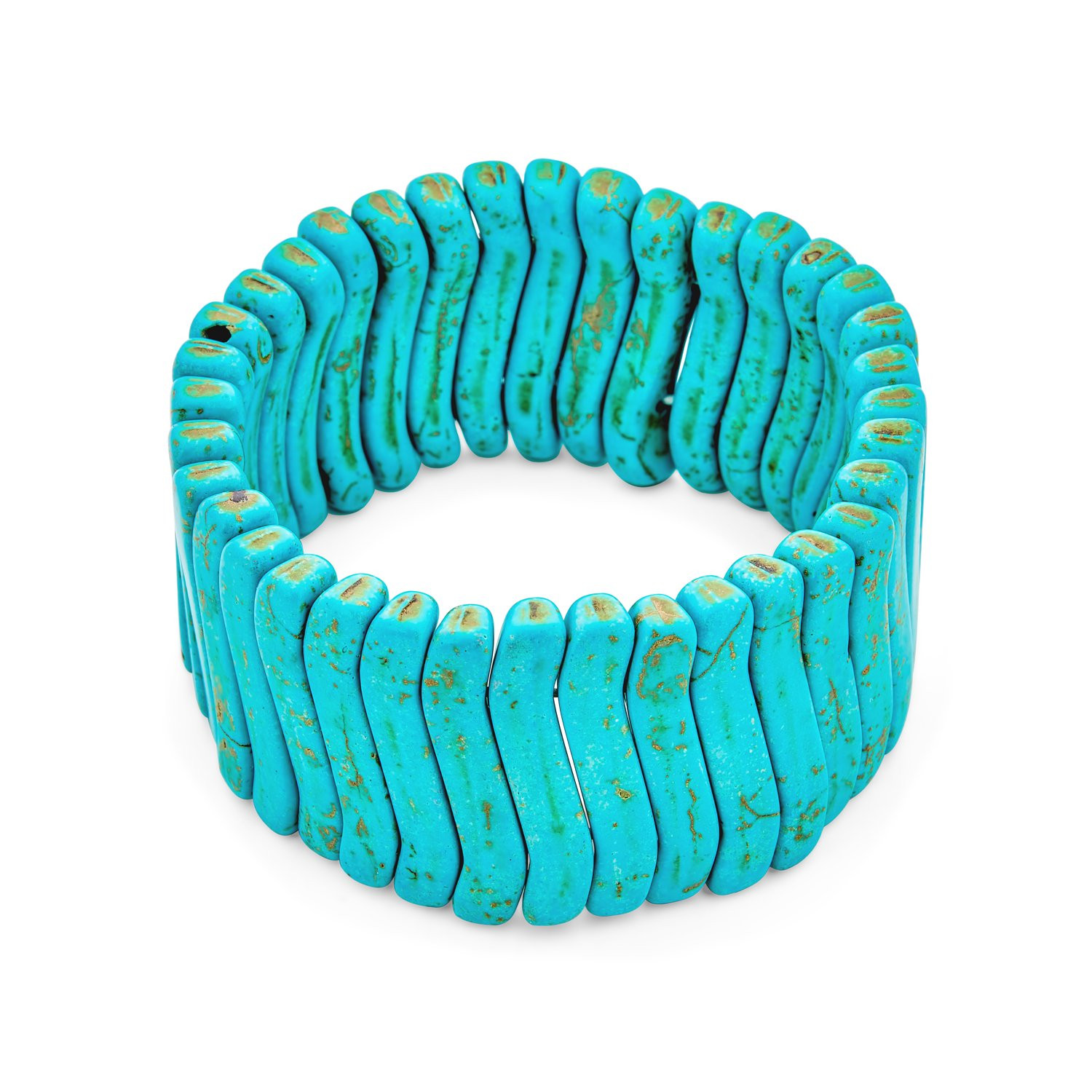 Fashion  Wave Blue Wide Blue Turquoise Stretch Western Bracelet | Walmart (US)