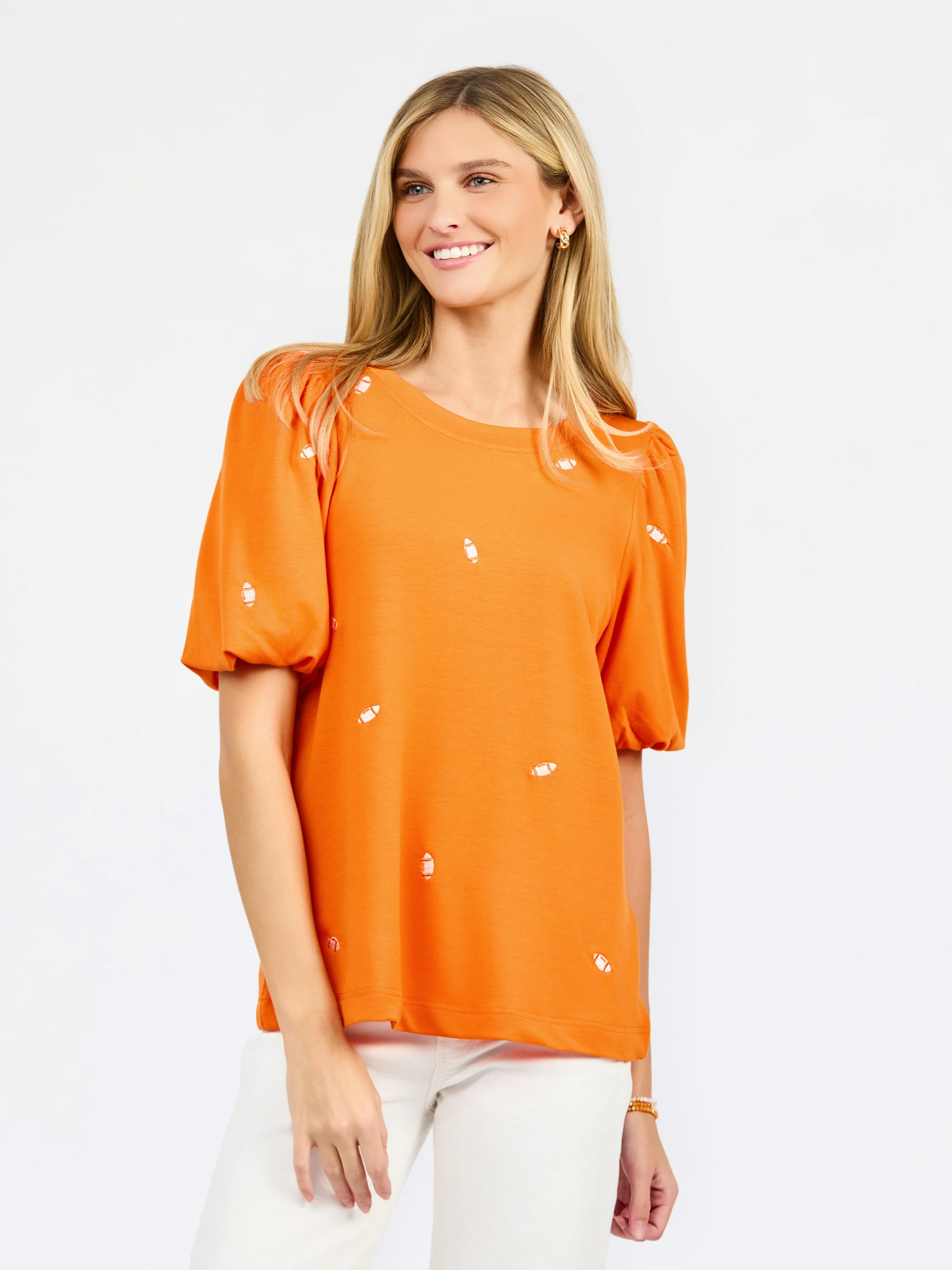 Tina Top | Footballs Orange + White | Mary Square