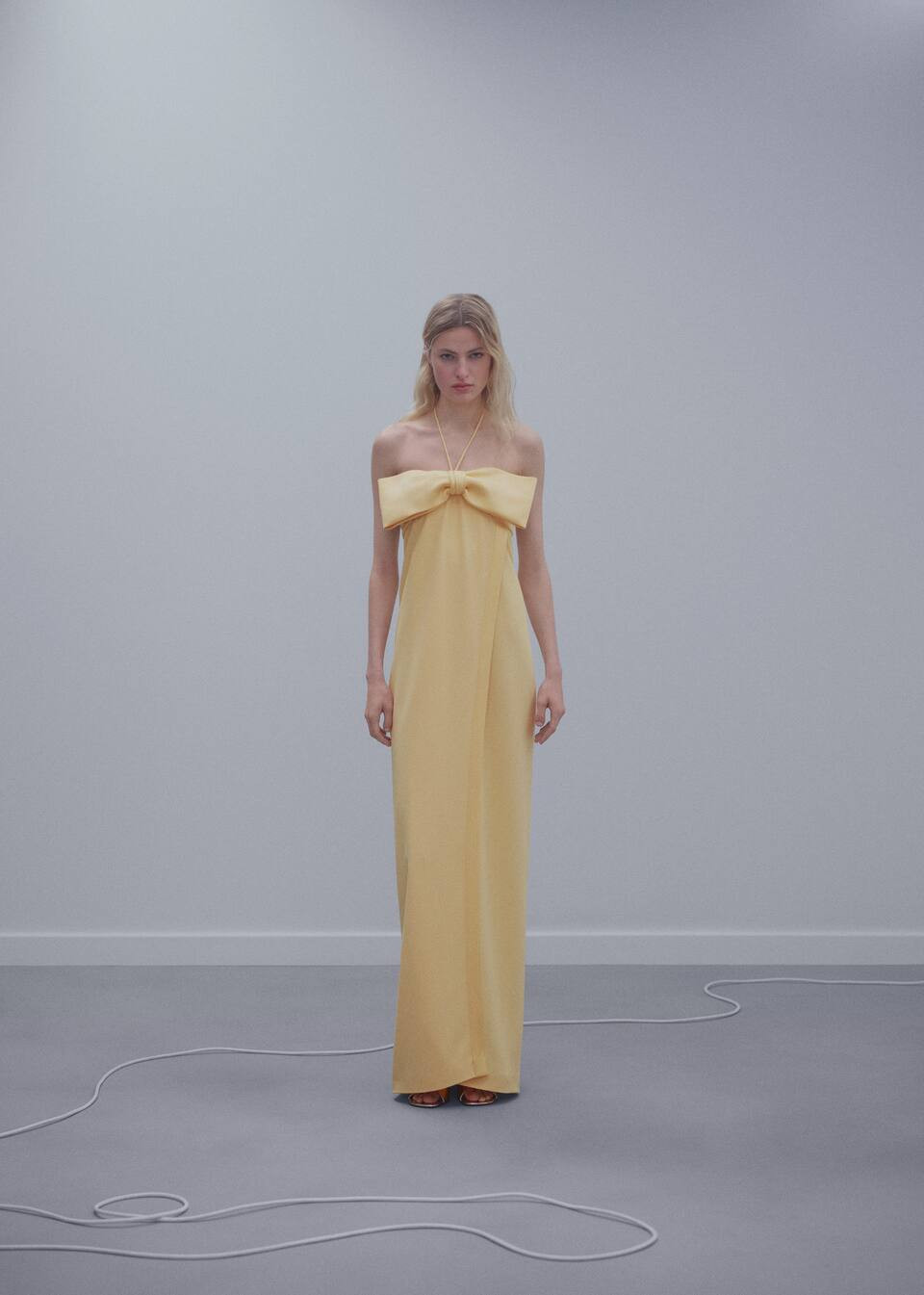 Crossed dress with bow neckline -  Women | Mango USA | MANGO (US)