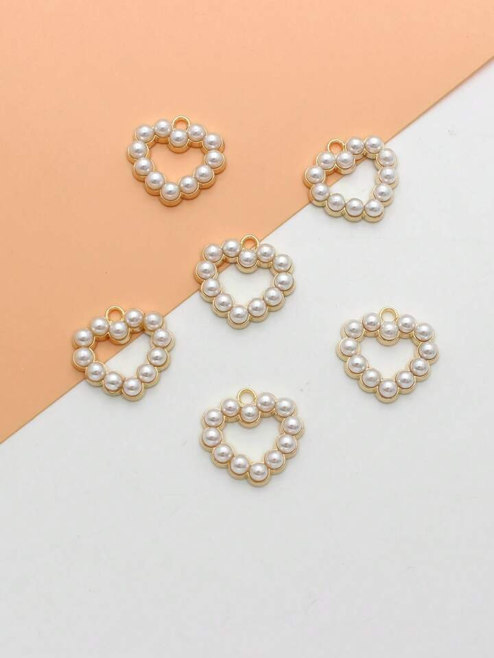 6pcs/Set Faux Pearl Heart DIY Pendant | SHEIN USA | SHEIN