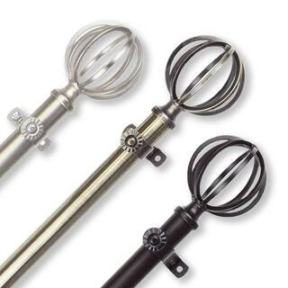 EMOH 18 in. to 28 in. Adjustable 13/16 in. Leoni Single Curtain Rod in Black | The Home Depot