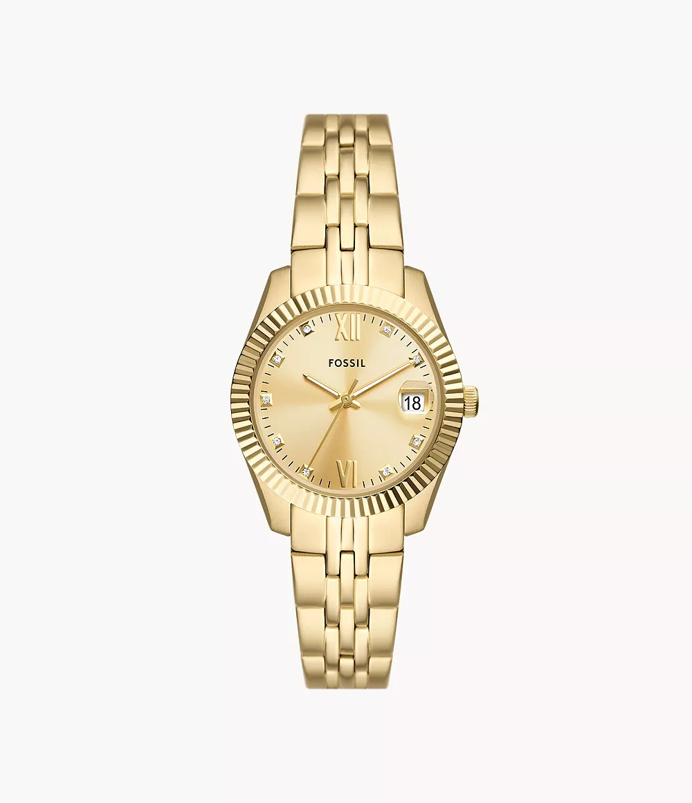 Scarlette Three-Hand Date Gold-Tone Stainless Steel Watch | Fossil (US)