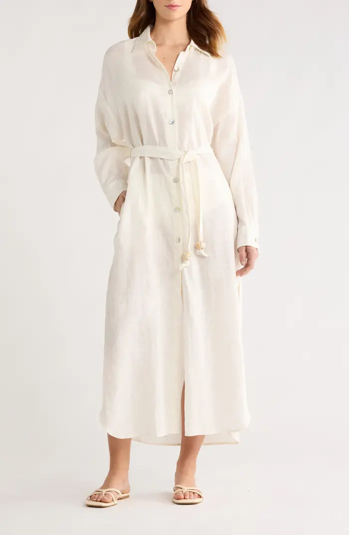 Long Sleeve Linen Maxi Shirtdress | Nordstrom