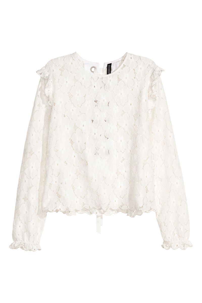 H&M Lace Blouse with Lacing $24.99 | H&M (US)