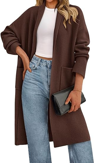 PRETTYGARDEN Long Sleeve Lapel Open Front Cardigan Sweaters for Women Trendy 2025 Oversized Fall ... | Amazon (US)