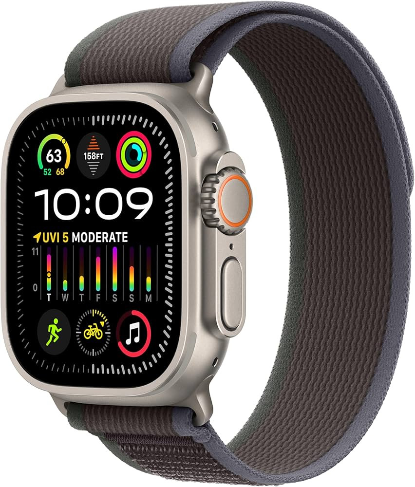 Apple Watch Ultra 2 [GPS + Cellular 49mm] Smartwatch with Rugged Titanium Case & Blue/Black Trail Lo | Amazon (US)