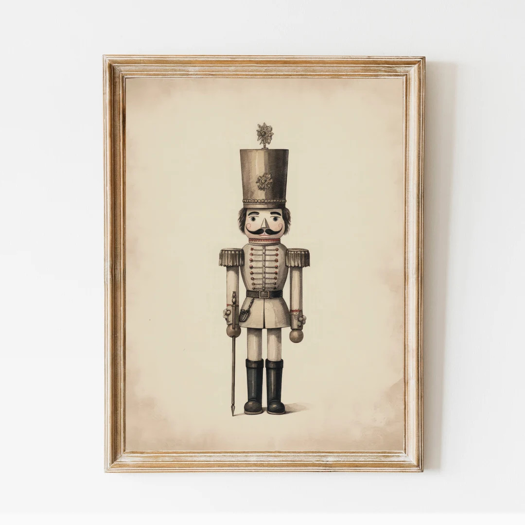 Nutcracker Christmas Print. Christmas Vintage Style Print. Rustic Wall Art Vintage Holiday Xmas D... | Etsy (US)