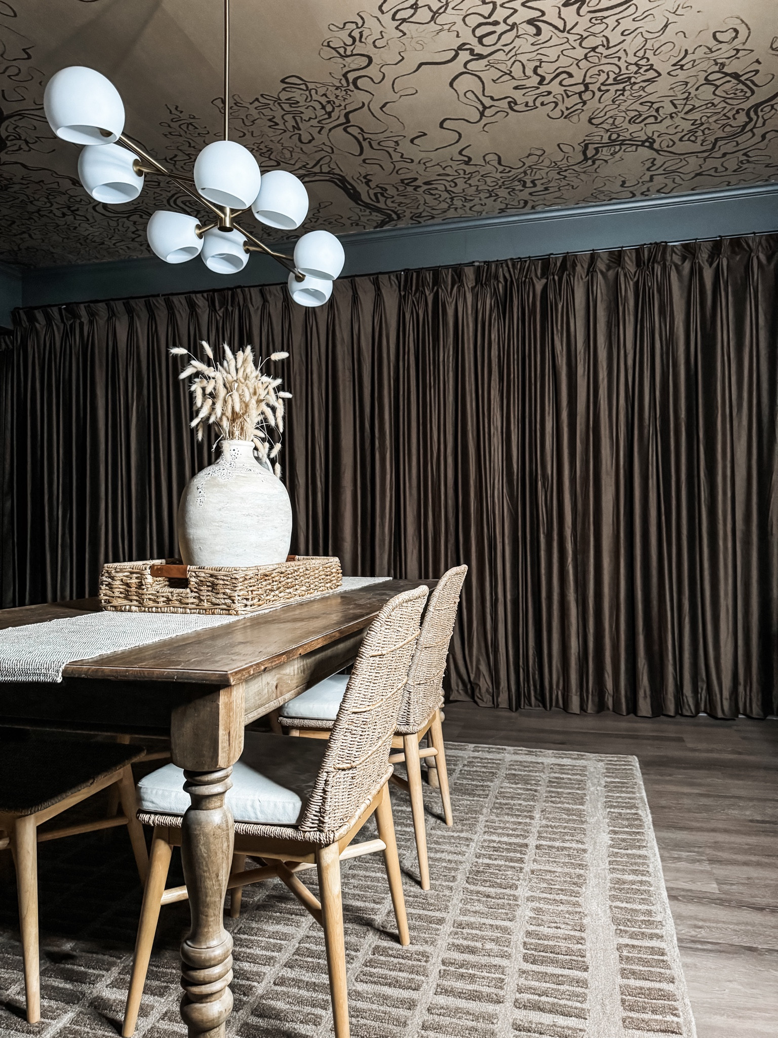 These velvet curtains are a vibe in basement lounge 🤎 

#velvetcurtains #curtains #chandelier #rug #arearug #twopages #shadesoflight

#LTKHome #LTKStyleTip
