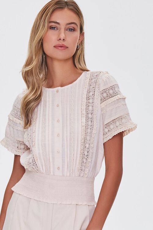 Lace-Trim Pintucked Top | Forever 21 (US)
