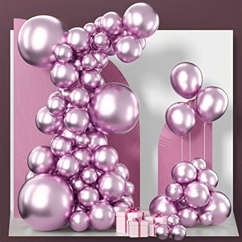 PartyWoo Pink Balloons, 100 pcs Metallic Purple Pink Balloon Arch Kit of 18 inch 12 inch 10 inch ... | Amazon (US)