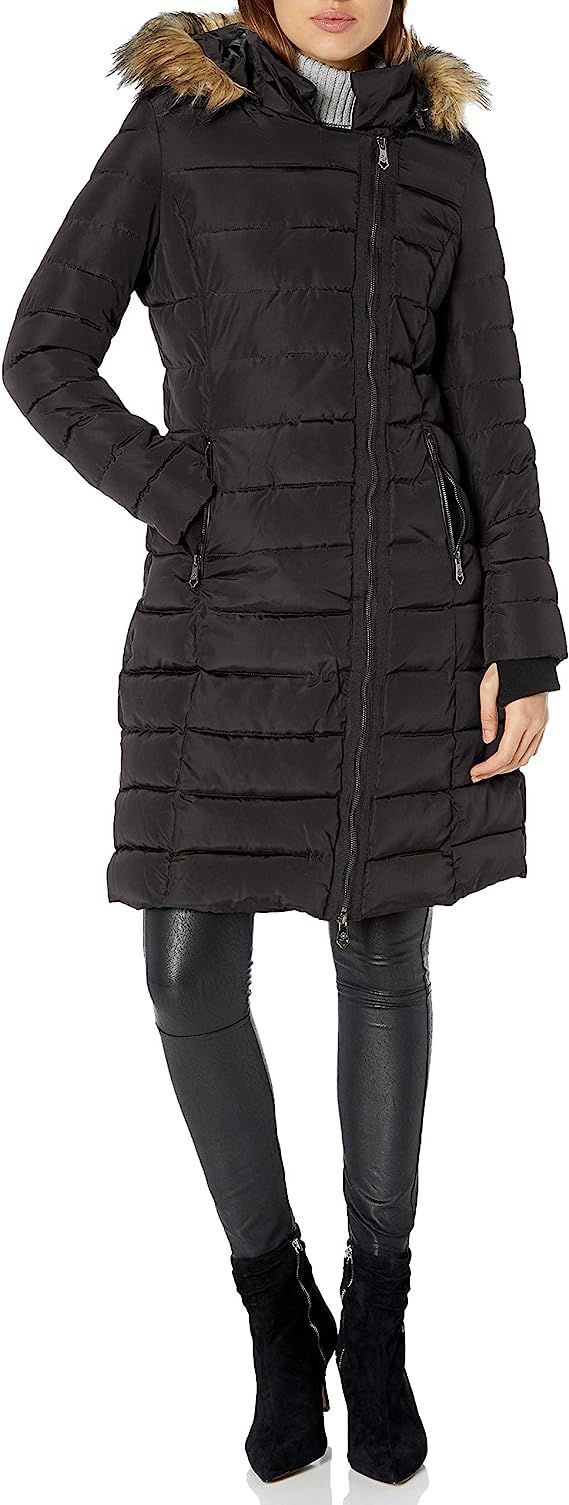 Nanette Lepore womens Long Asymmetric Puffer Coat With Hood | Amazon (US)
