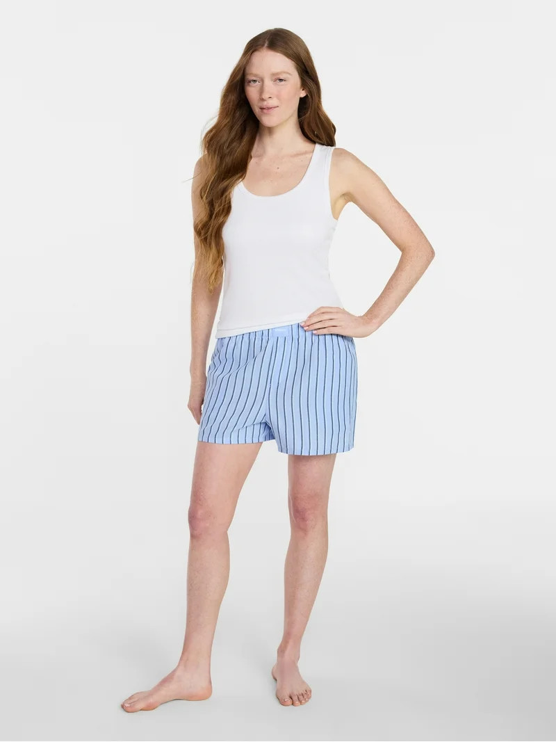 Joyspun Women's Woven Pajama Boxer Shorts, 3'' Inseam, Sizes XS-3X | Walmart (US)