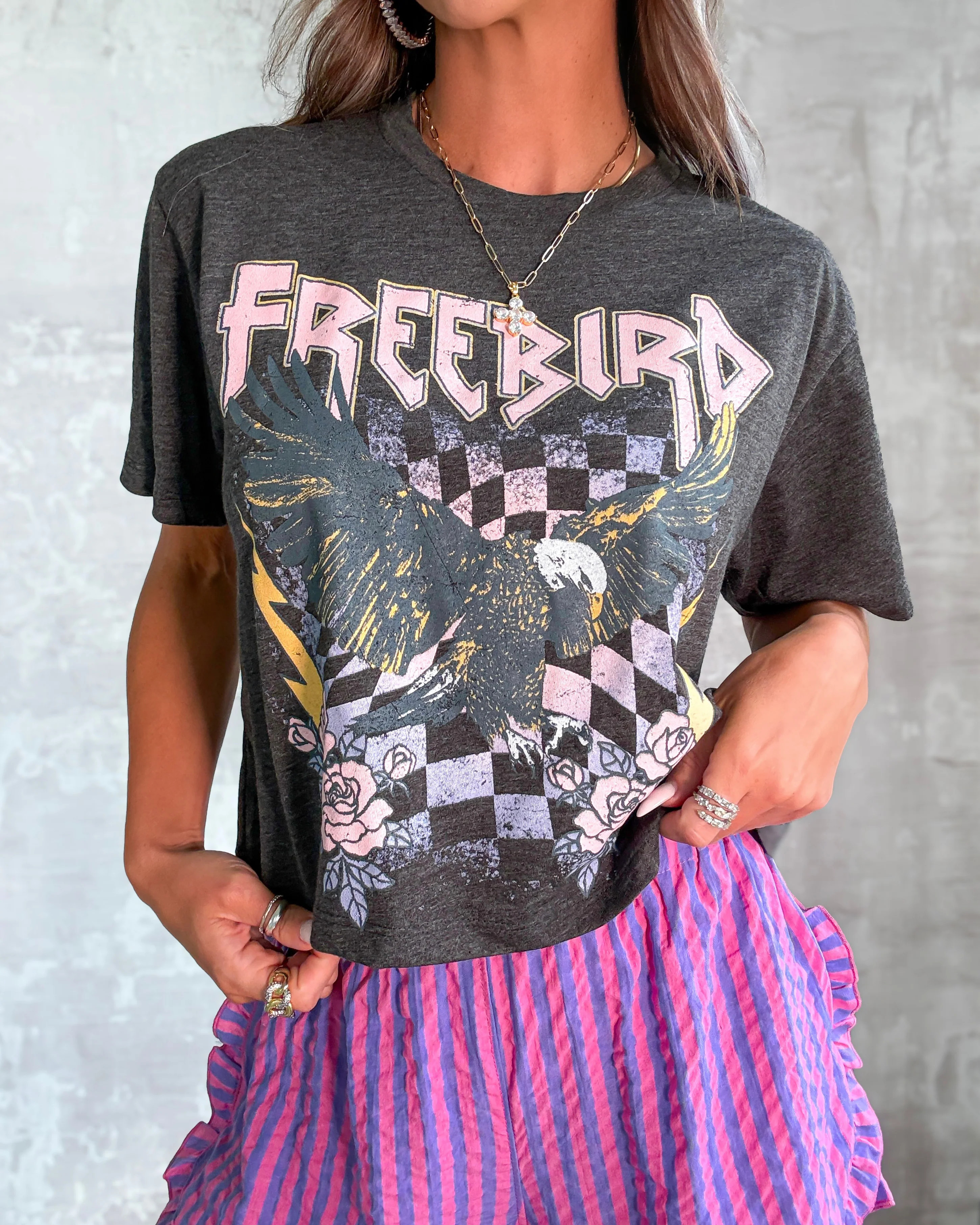 Free Bird Eagle Graphic Tee - Charcoal | Bar T Boutique