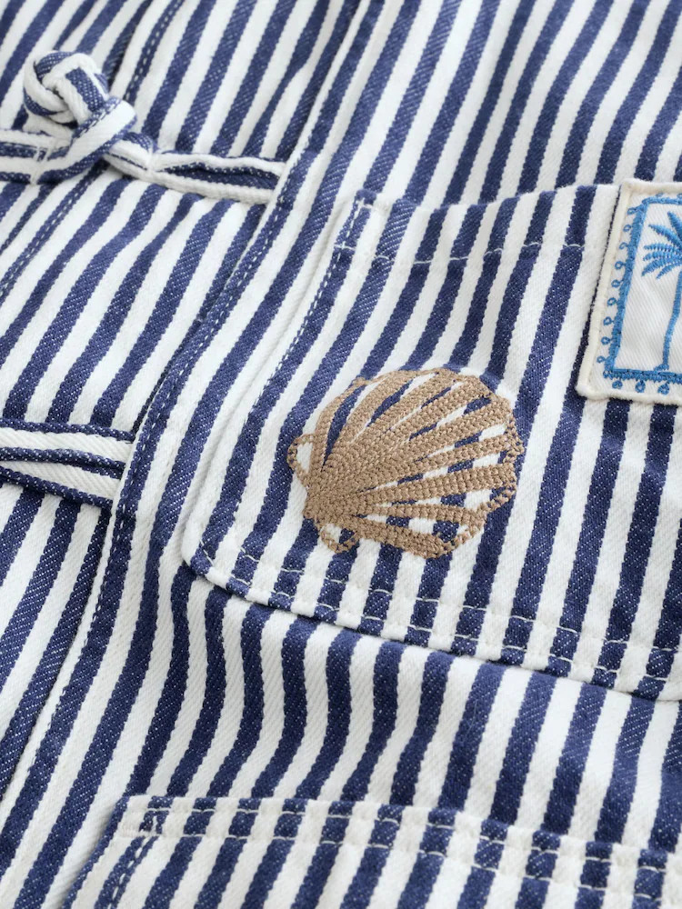 Blue/White Stripe Cotton Stripe Embroidered Jacket | Next EU