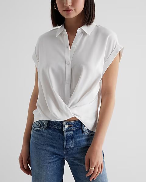 Short Sleeve Twist Portofino Shirt | Express