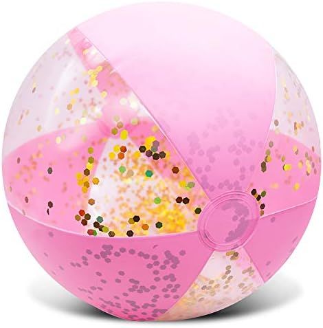 Amor Inflatable Glitter Beach Ball 16" Accessory Confetti Pink | Amazon (US)