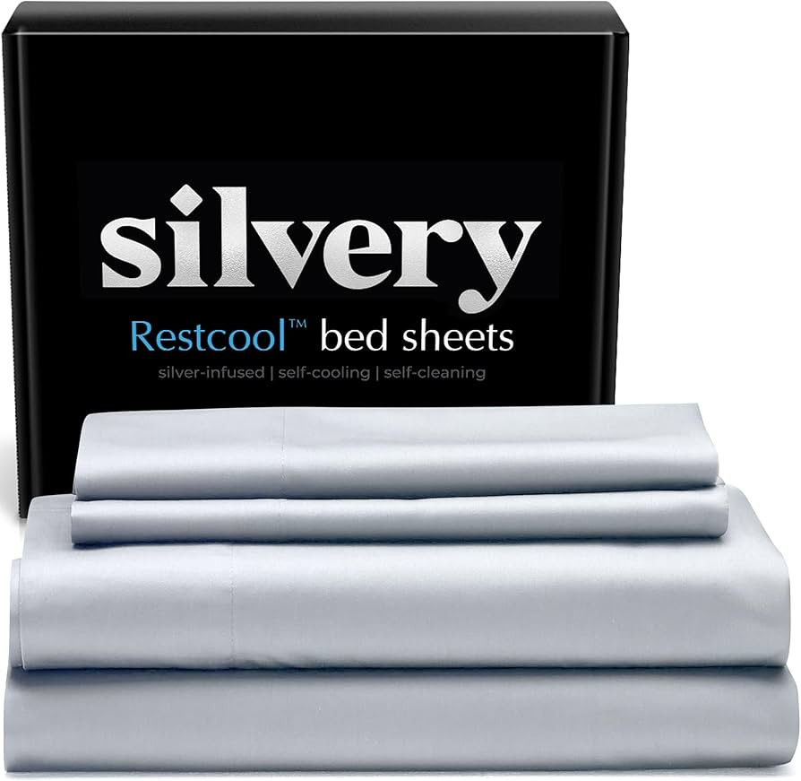 Silvery Restcool™ Silver Infused Bed Sheets Set - Award-Winning Self-Cooling Fabric for Hot Sle... | Amazon (US)