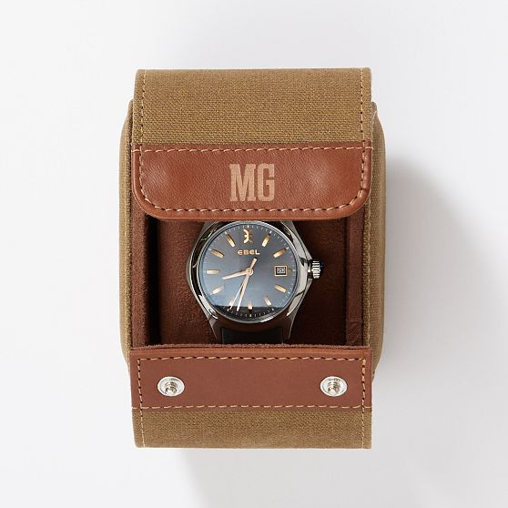 Mercer Waxed Canvas Travel Watch Roll, Single, Khaki | Mark and Graham
