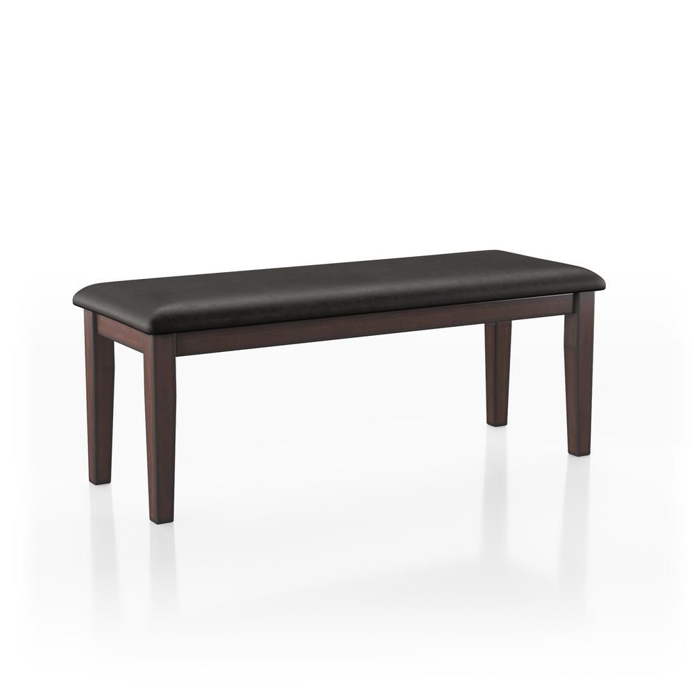 Furniture of America Paramus Dark Chocolate Brown Leather Cushion Dining Bench-IDF-3163DK-BN - Th... | The Home Depot