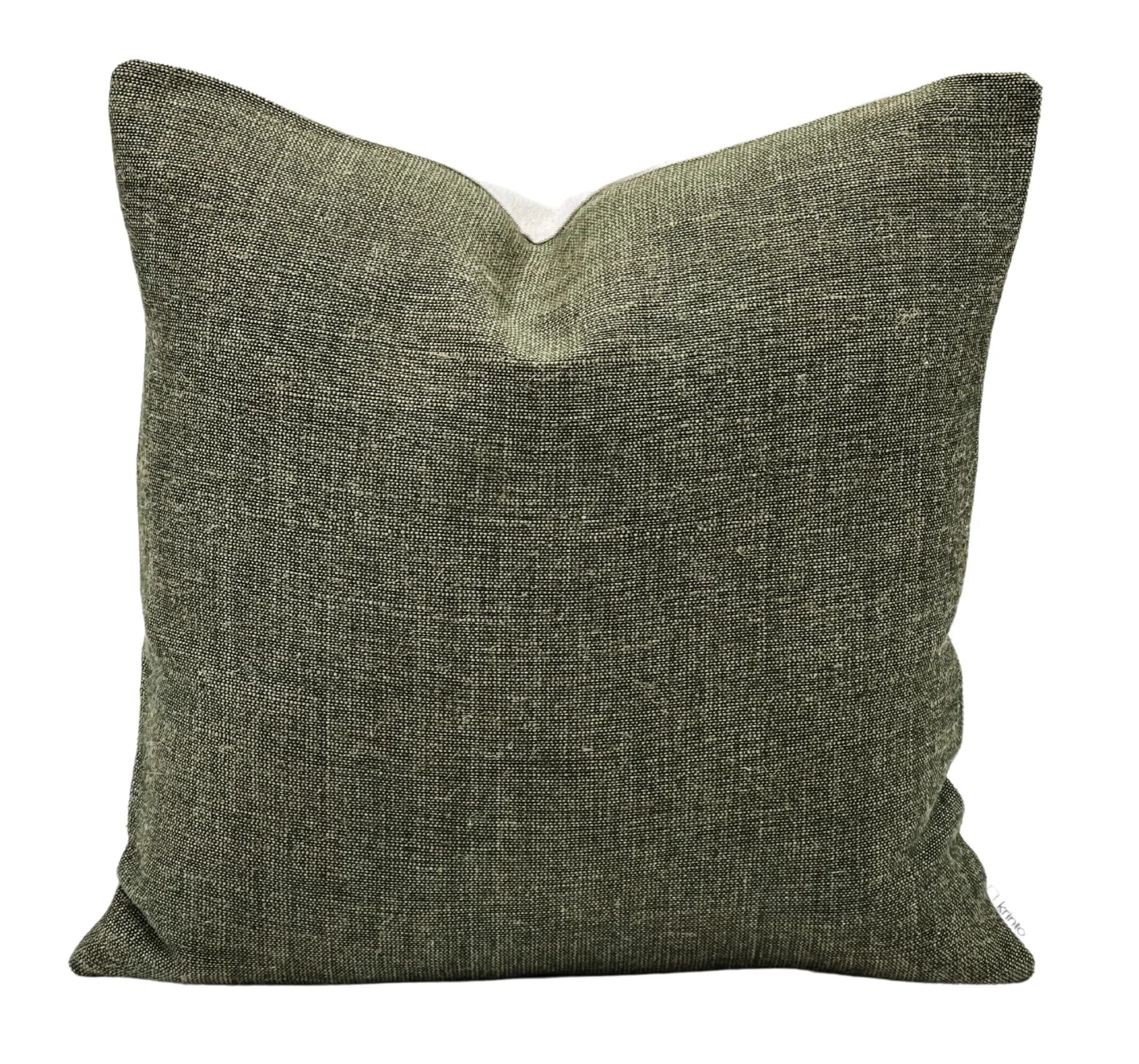 Rustic Solids in Olive Green Pillow Cover | Krinto
