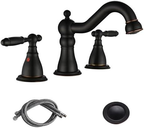 RKF Bathroom Faucets for Sink 3 Oil Rubber Bronze Hole 8 inch Widespread Bathroom Sink Faucet wit... | Amazon (US)