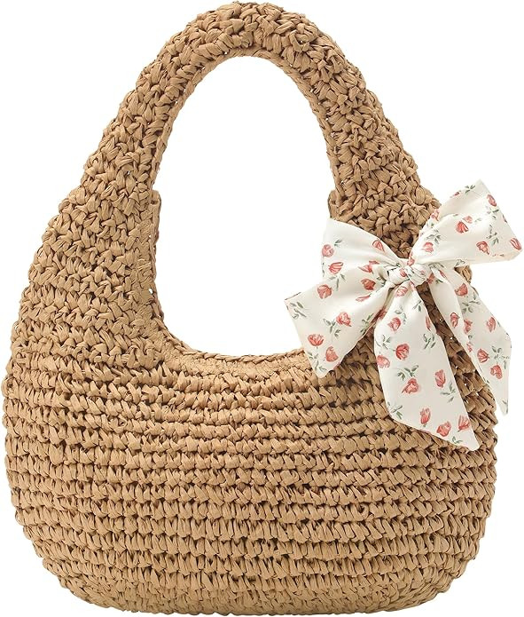 Beach Bags for Women - Handmade Straw Clutch Purses for Women Handbag Zip Closure Tote Bag Lightw... | Amazon (US)