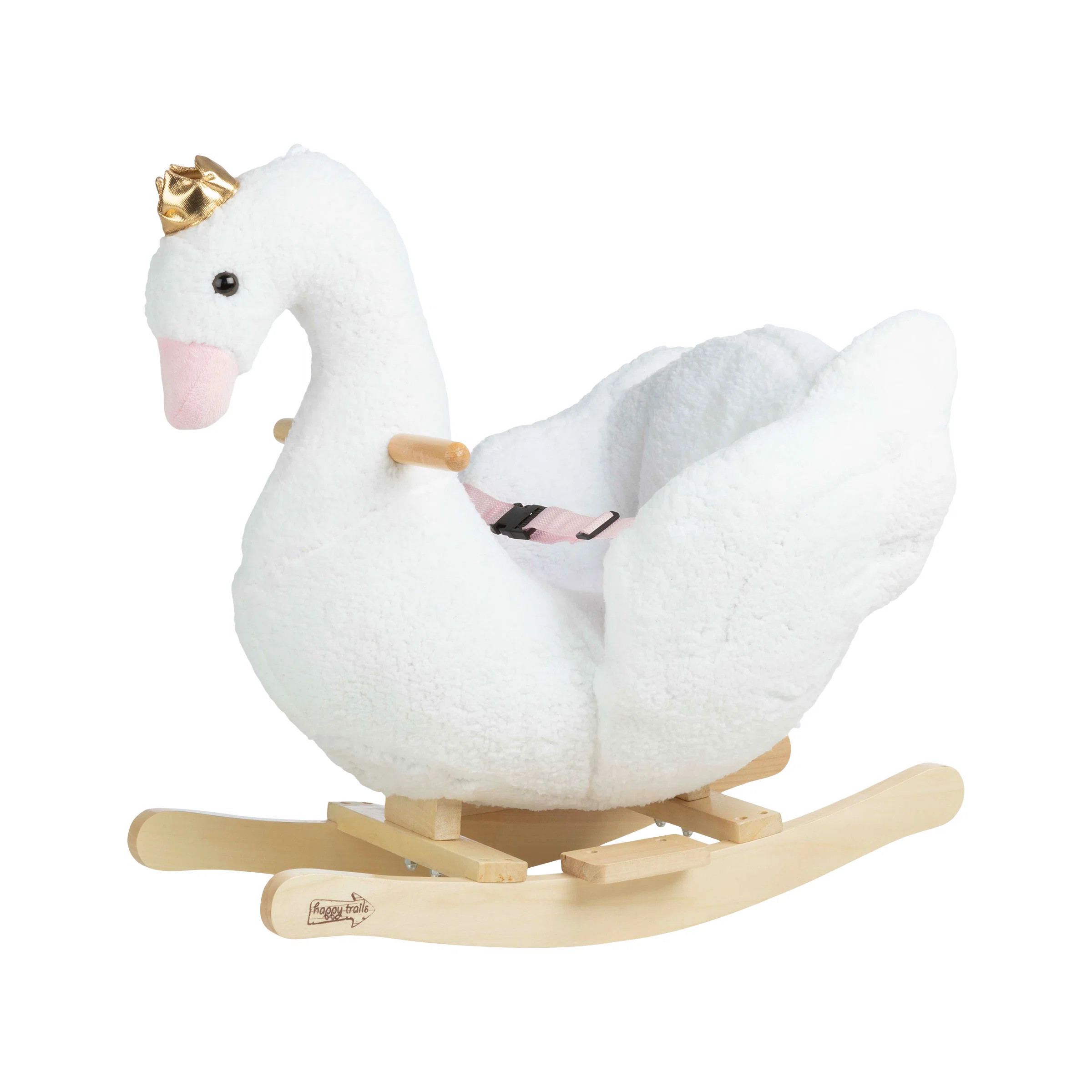 Rocking Horse - Swan Plush Ride on Toys with Seat and Handles - Wooden Rocking Horse for Kids 18 ... | Wayfair North America