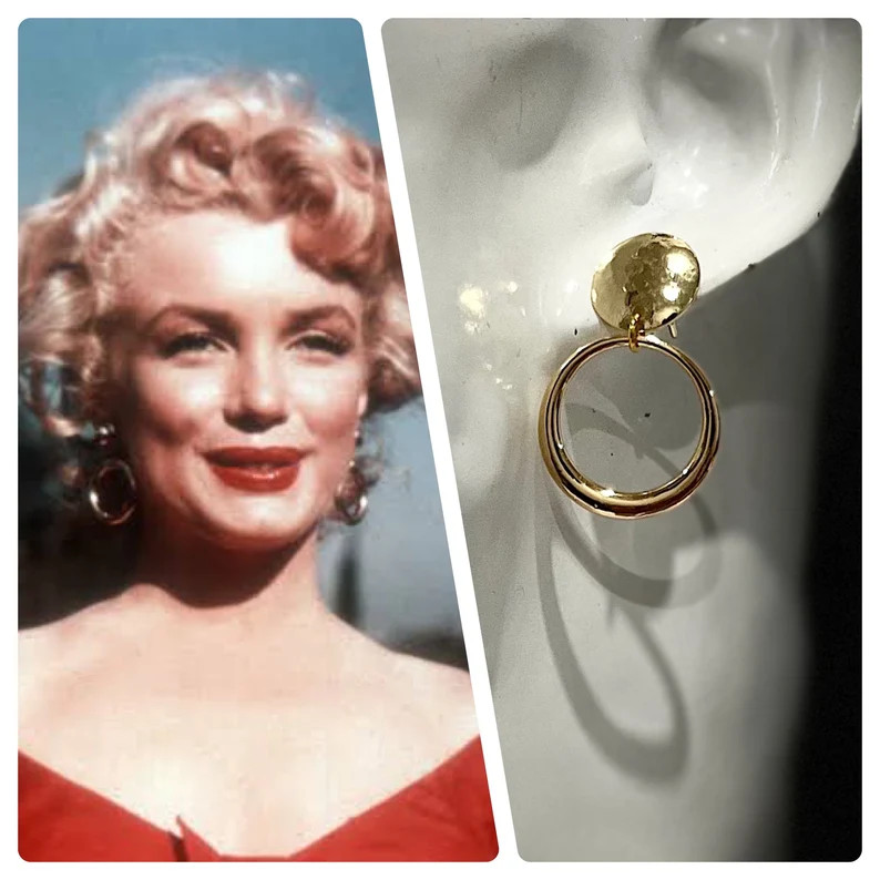 Marilyn Monroe 18k Gold Plated Iconic Hoop Earrings - Etsy | Etsy (US)