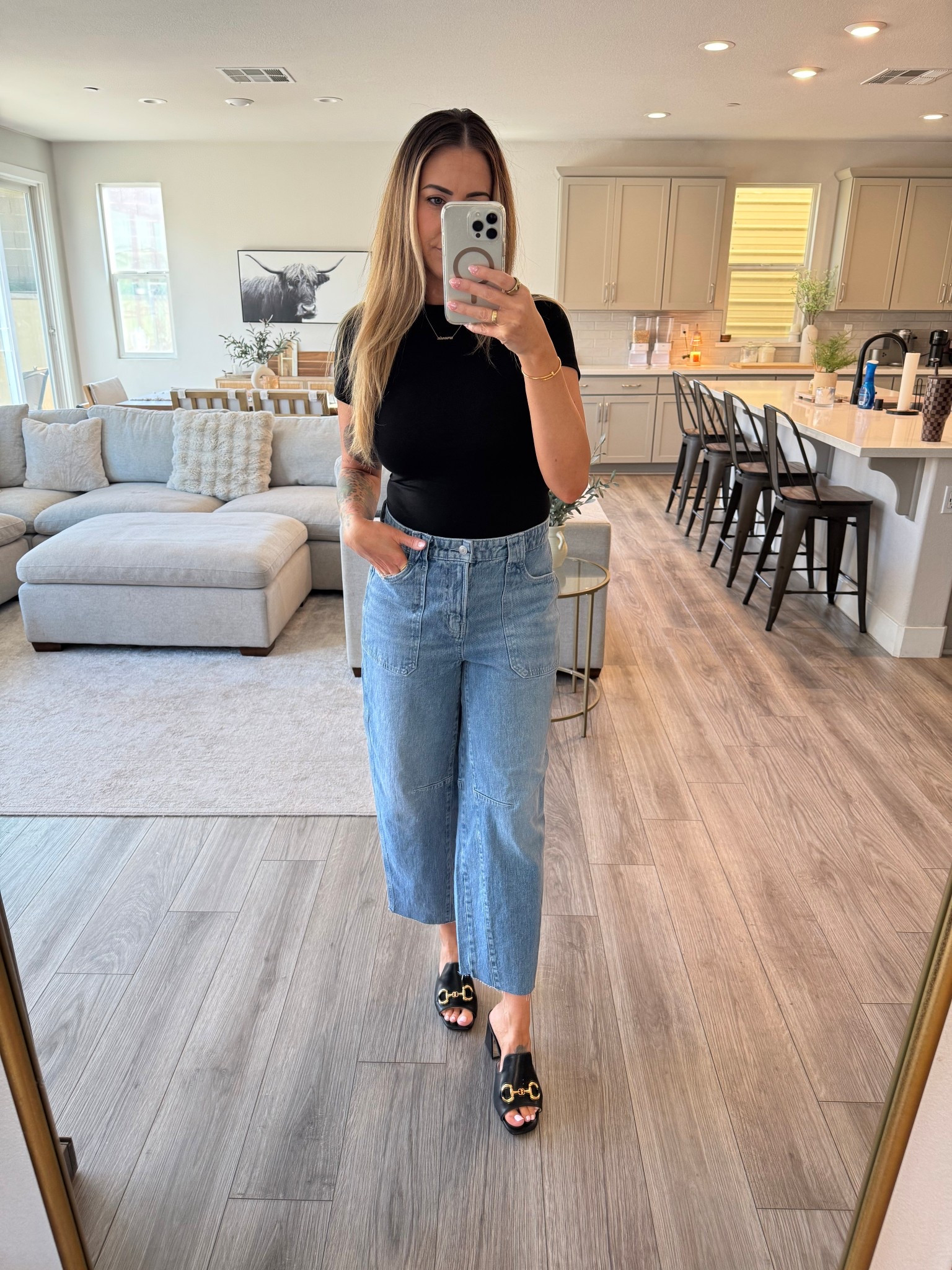 The designer inspired shoe that is giving luxe vibes on a budget!! TTS. I’m wearing a size small top and size 6 in the denim. This look is perfect for casual wear at the office! 😍 

#LTKgrwm #LTKootd #LTKmomlife