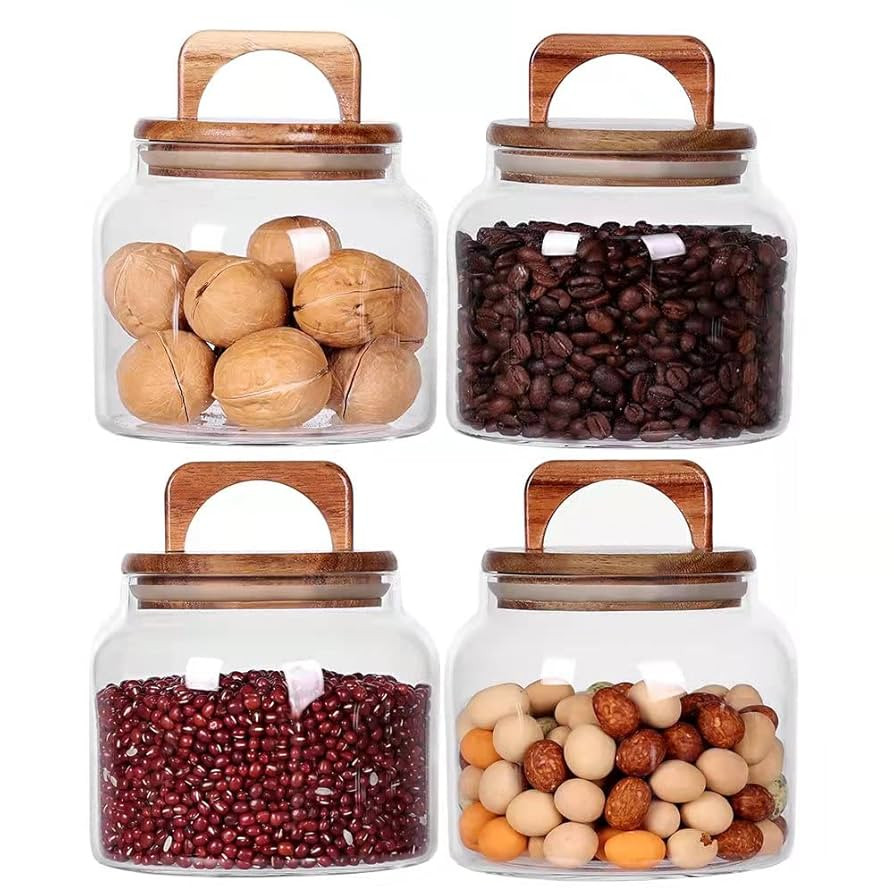 SAIOOL Glass Jars with Airtight Lid [Set of 4],Kitchen Canisters, Borosilicate Storage Containers... | Amazon (US)