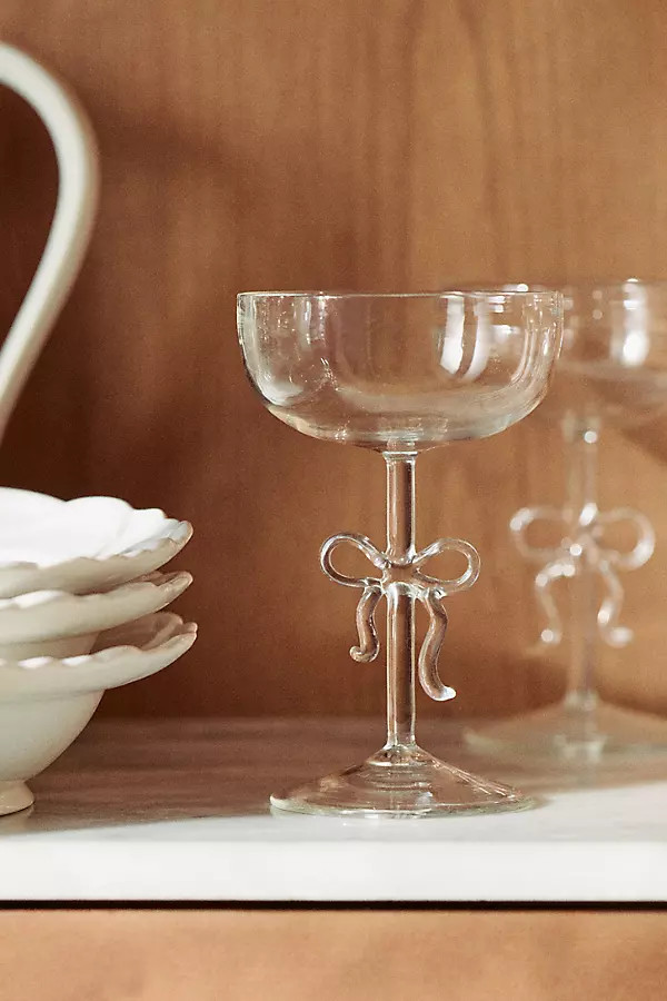 Benedita Bow Coupe Glass | Anthropologie (US)