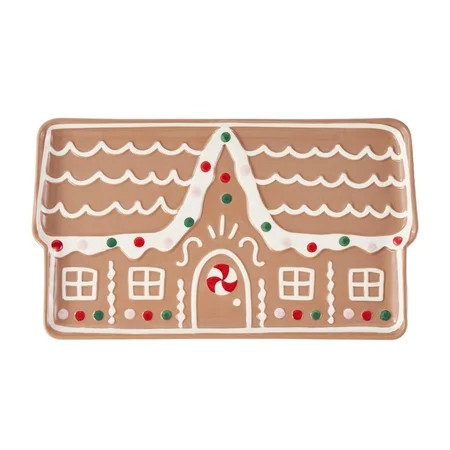 Holiday Time Ceramic Gingerbread House Tray | Walmart (US)