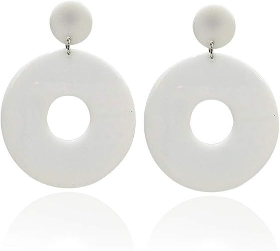 Hollow Round Acrylic Dangle Earrings Transparent Geometric Multi-Color Fashion Earrings for Women... | Amazon (US)