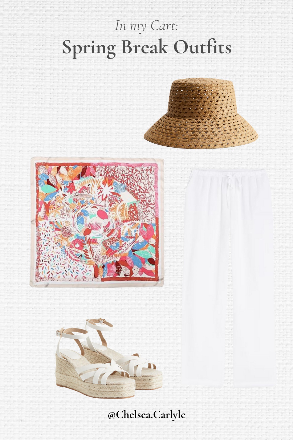 Spring break looks that won’t break the bank 👀 love using a handkerchief to sub as a top end this one is soooo pretty! Pair with my favorite white linen pants and platform sandals for a cute beach outfit.

| beach look | spring break outfit | linen pants | white sandals | satin | amazon find | straw hat | beach hat | bucket hat |



#LTKFindsUnder50 #LTKStyleTip #LTKTravel