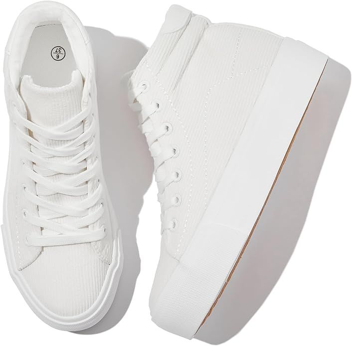 Waluzs Women's Platforms Sneakers White High Top Sneakers for Women Fashion Platform Shoes Classi... | Amazon (US)