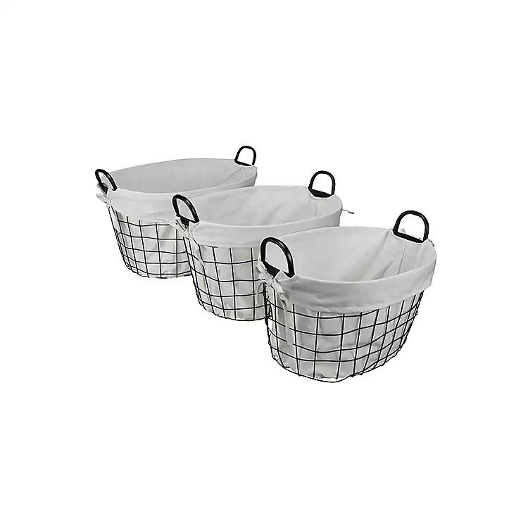 Oval Lined Wire Baskets, Set of 3 | Kirkland's Home