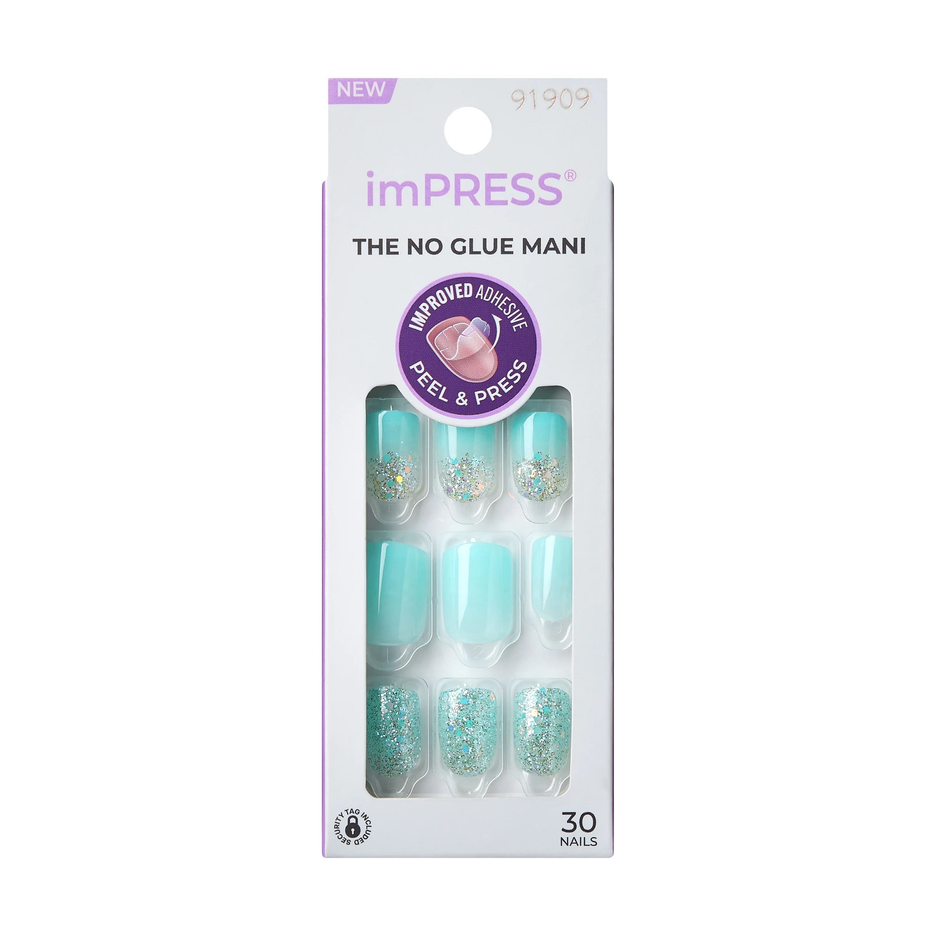 imPRESS No Glue Needed Press-on Nails, Mini, Eternity, Blue, Short Squoval, 34 count | Walmart (US)