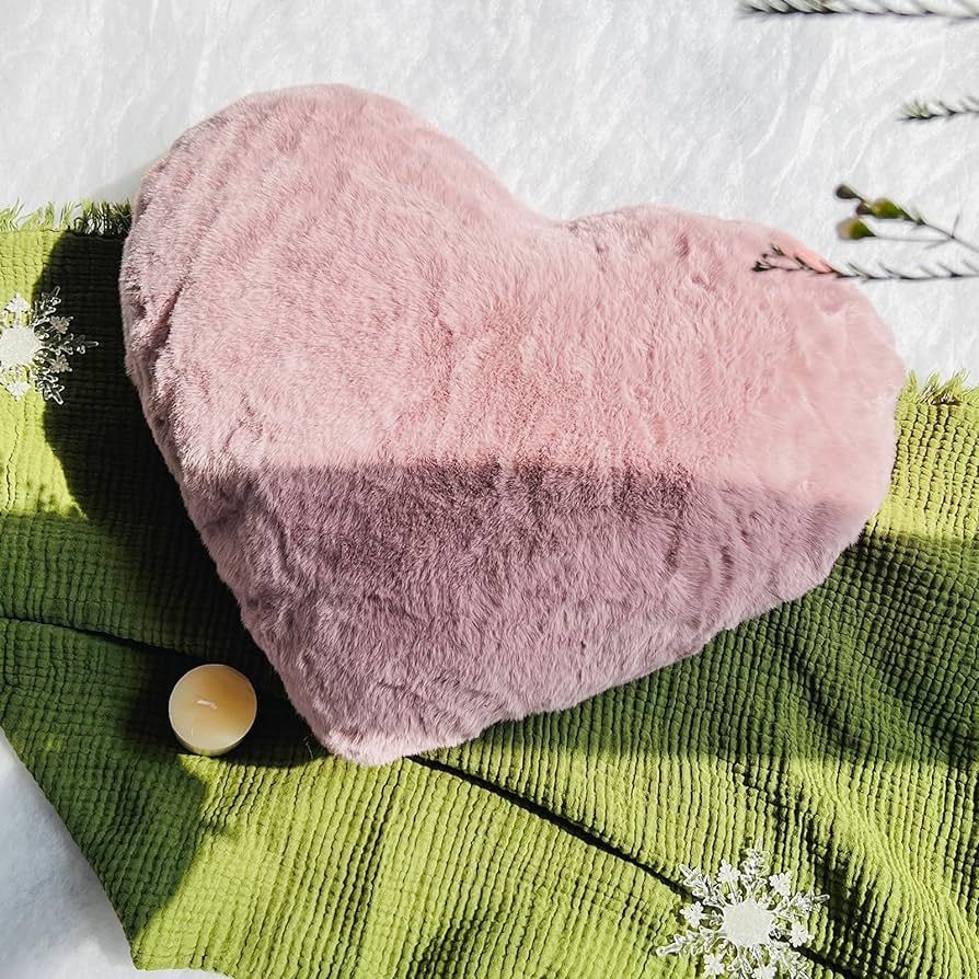EastTree Heart Pillows for Valentine's Day, Dusty Pink Heart Shaped Pillows, Ultra Soft Small Cut... | Amazon (US)