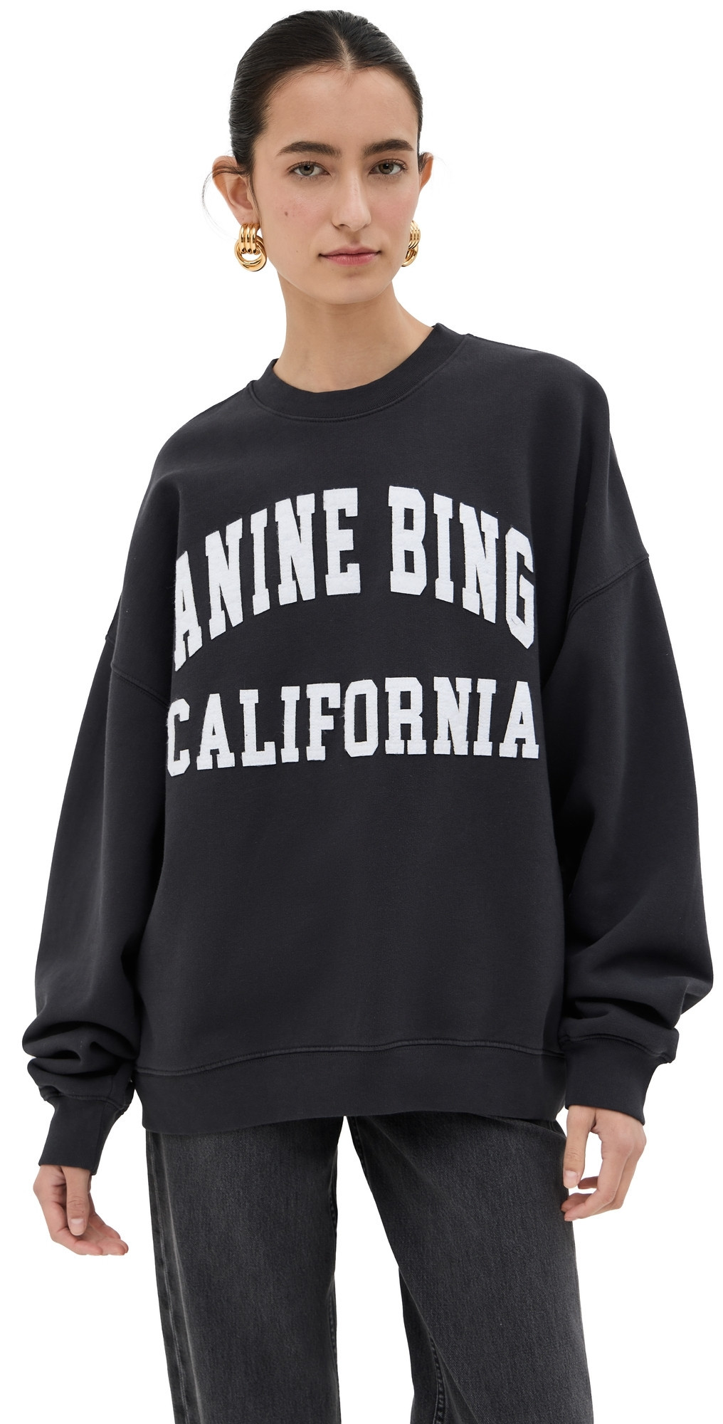 ANINE BING Miles Sweatshirt Vintage Black M | Shopbop