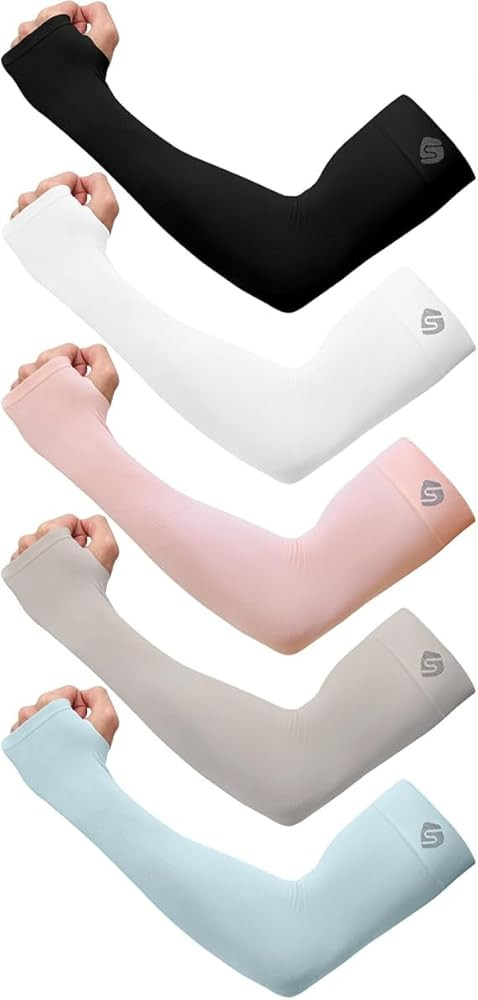 5 Pairs Compression Arm Sleeves UV Sun Protection Tattoo Cover Cooling Sleeve for Men Women Sport... | Amazon (US)