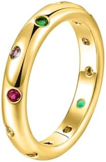 Gold Rings for Women Non Tarnish Stackable Rings 14k Gold Plated Pinky Ring for Women Cubic Zirco... | Amazon (US)