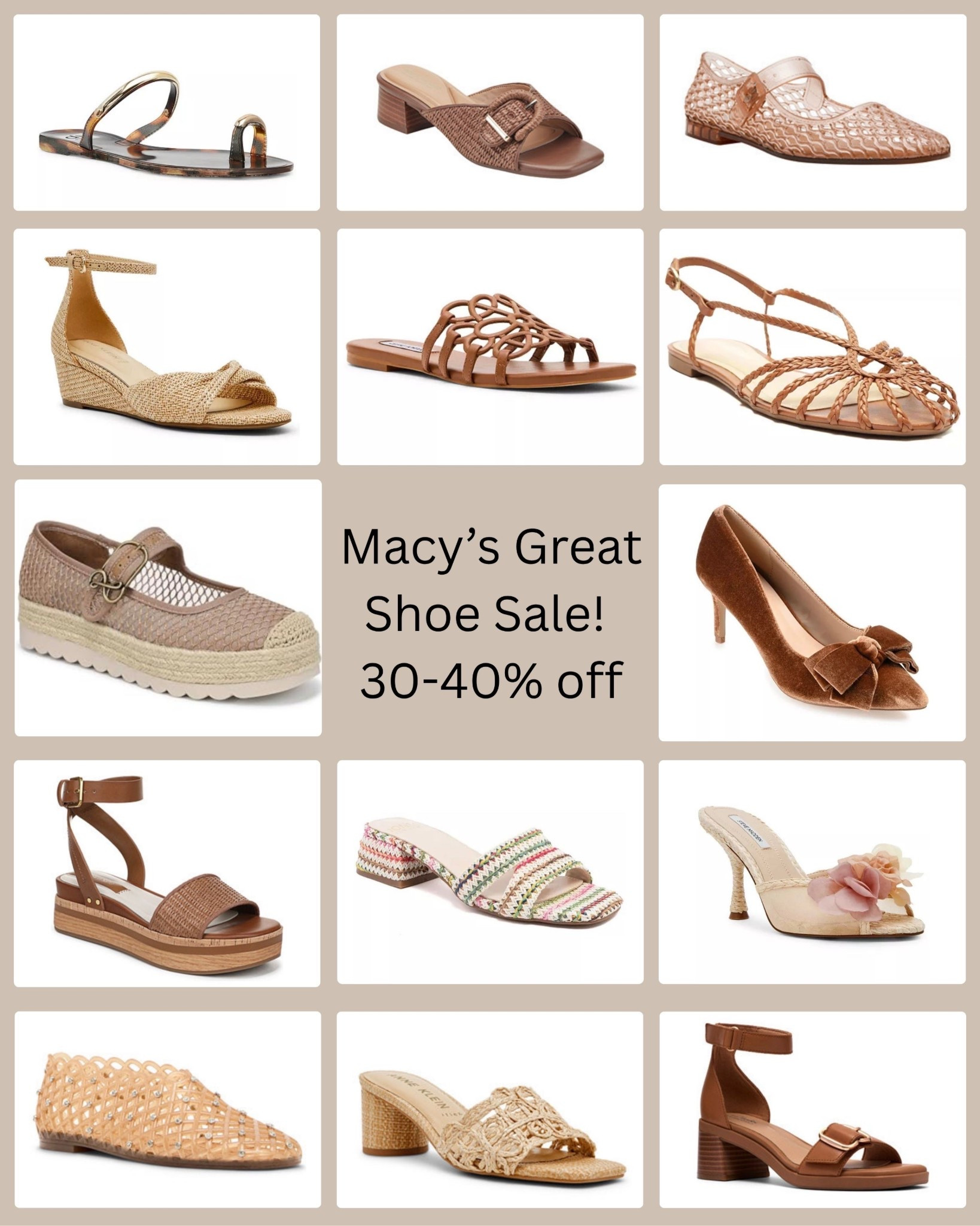 Shoe lovers…this sale is for you! Macy’s is having their GREAT SHOE SALE! 30-40% off select items. Brands like Steve Madden, Nine West, DV Dolce Vita, and more!

#LTKSaleAlert
